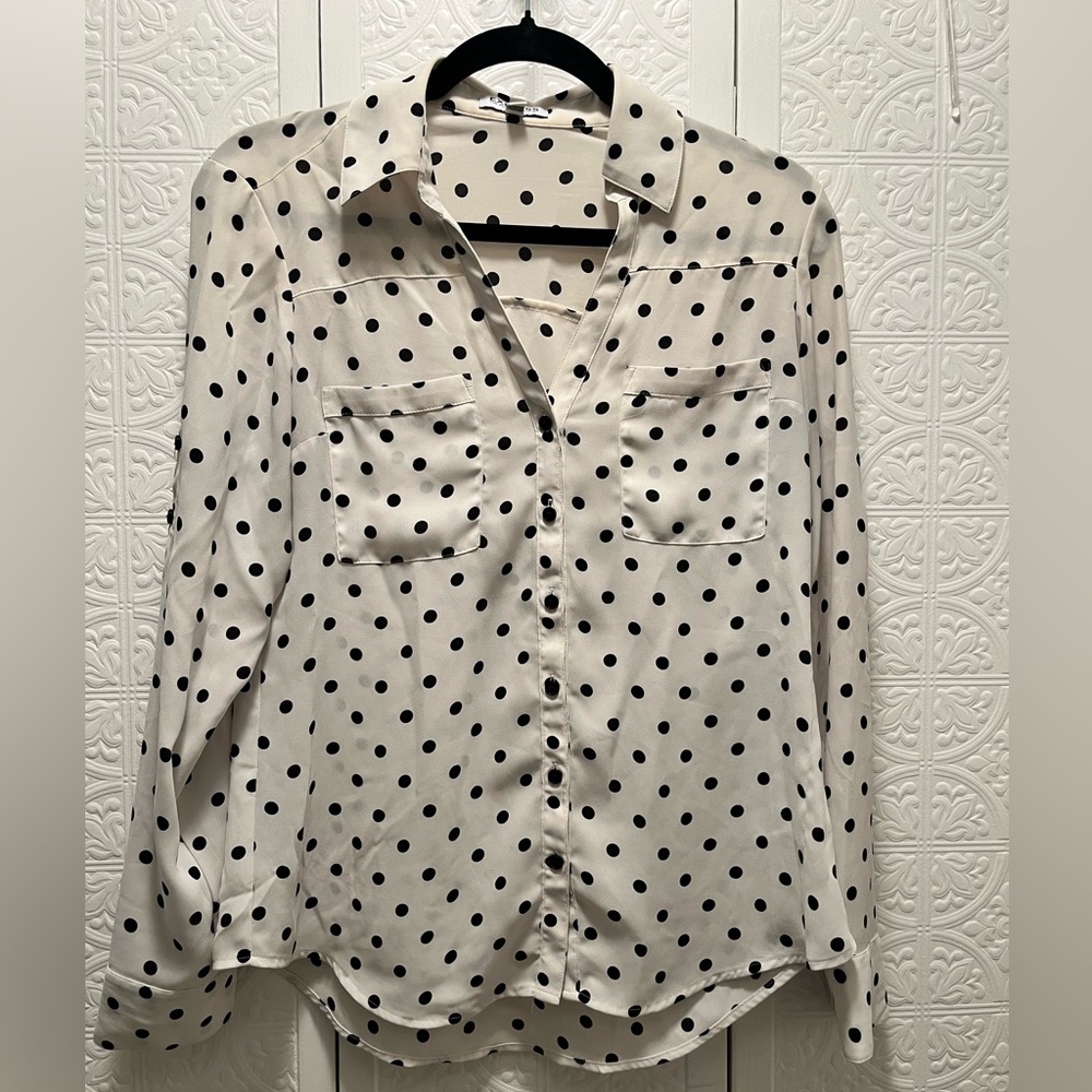 Express Portofino black & white polka dot Blouse | SP